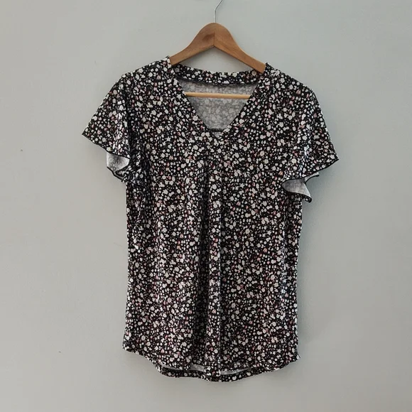 Bundle of 2 Cotton Knit T Shirts Size L Spring Summer Casual Floral Comfy Flowy - Picture 2 of 12